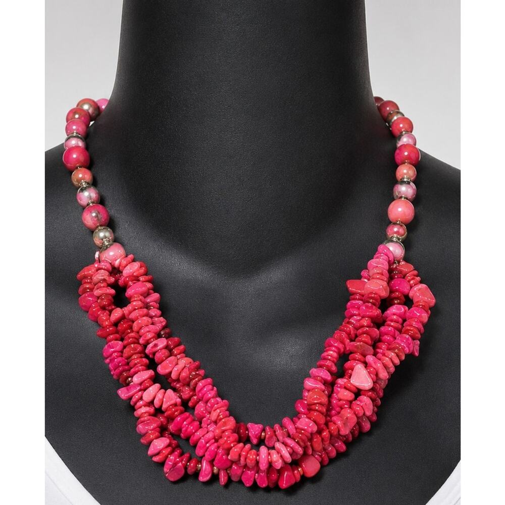 Vintage Karla Jordan 1980s Red Agate Statement Necklace Southwestern rd01-06